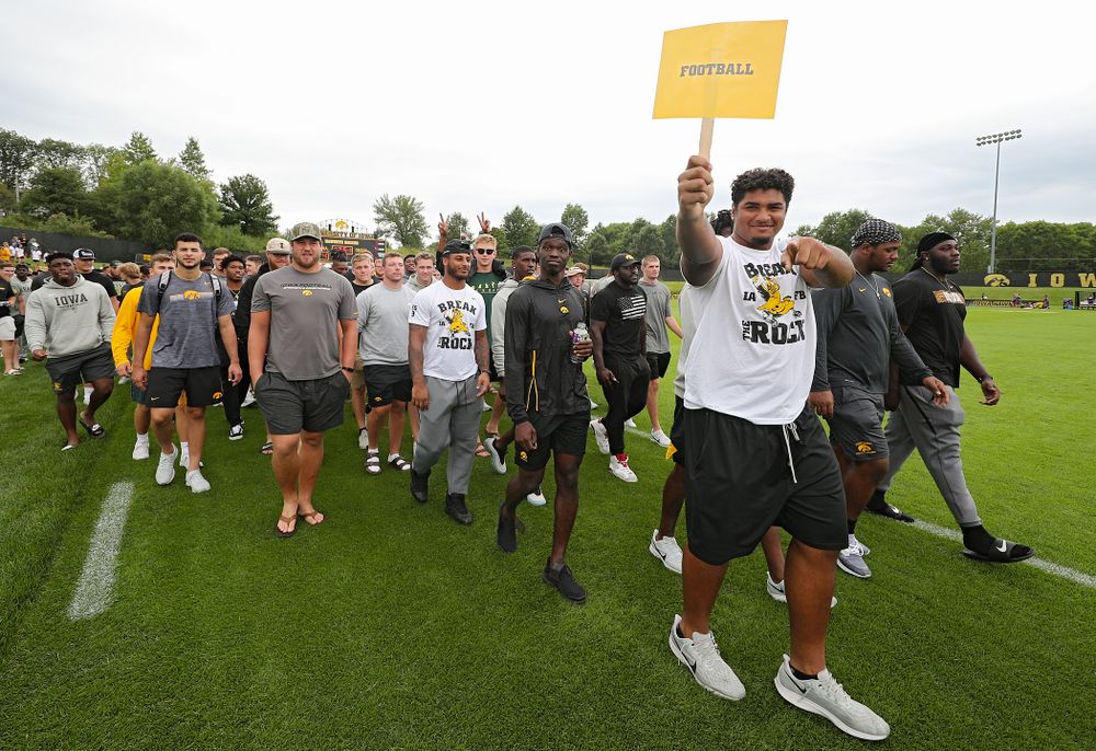 Student-athletes walk in the Parade of Champions during the Student-Athlete Kickoff at the Iowa Soccer Complex in Iowa City on Sunday, Aug 25, 2019. (Stephen Mally/hawkeyesports.com)