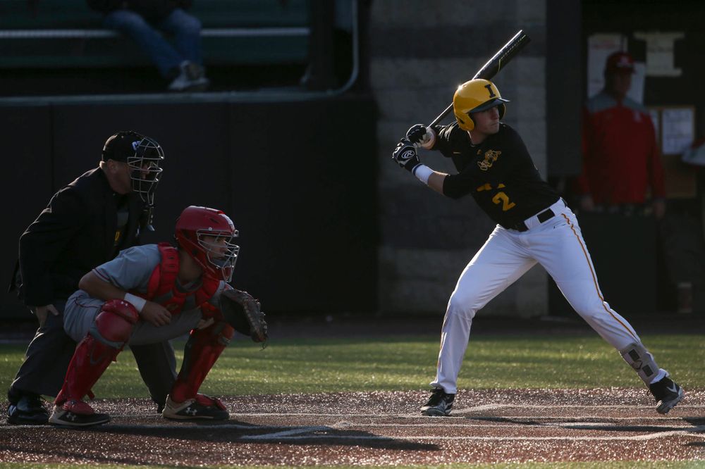 Iowa infielder Brendan Sher at the game vs. Bradley on Tuesday, March 26, 2019 at (place). (Lily Smith/hawkeyesports.com)