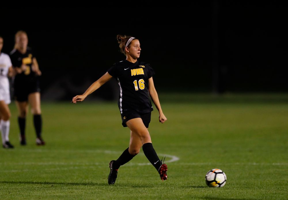 Iowa Hawkeyes Olivia Hellweg (16) against the Purdue Boilermakers Thursday, September 20, 2018 at the Iowa Soccer Complex. (Brian Ray/hawkeyesports.com)