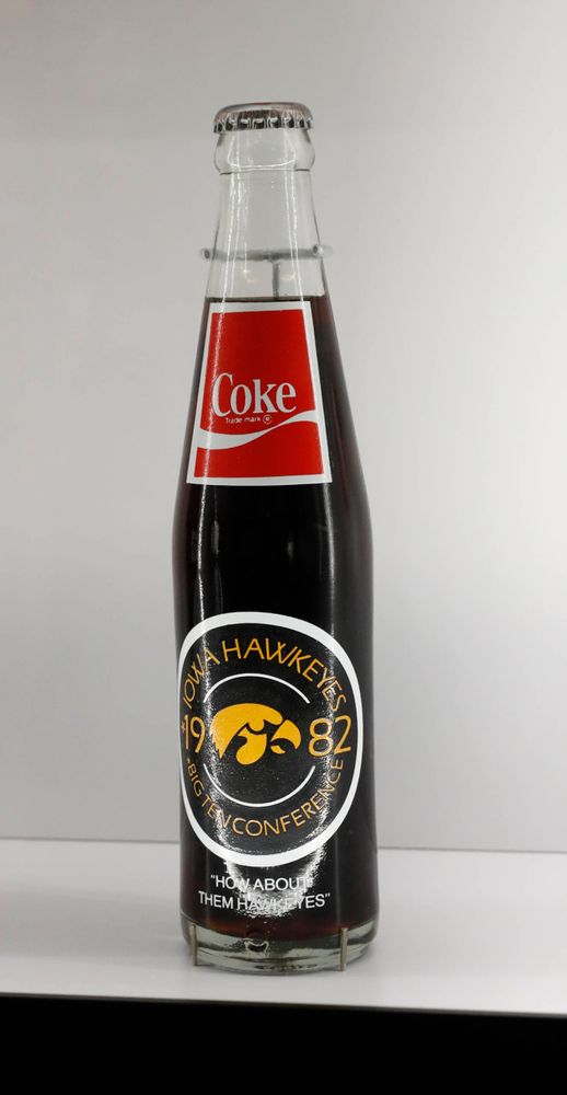 Coke bottle with Tigerhawk logo at the College Football Hall of Fame.