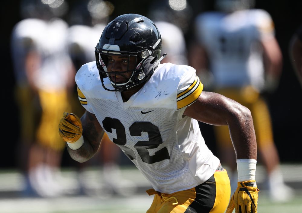 Iowa Hawkeyes linebacker Djimon Colbert (32) during Fall Camp Practice No. 5 Tuesday, August 6, 2019 at the Ronald D. and Margaret L. Kenyon Football Practice Facility. (Brian Ray/hawkeyesports.com)