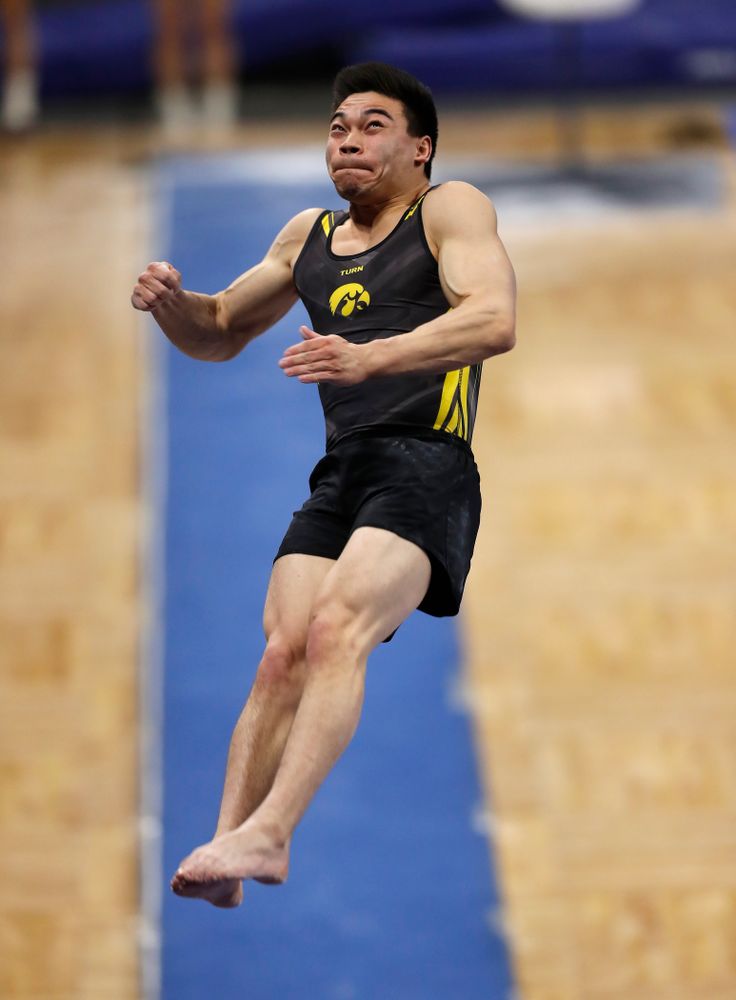 Iowa's Brandon Wong competes on the vault