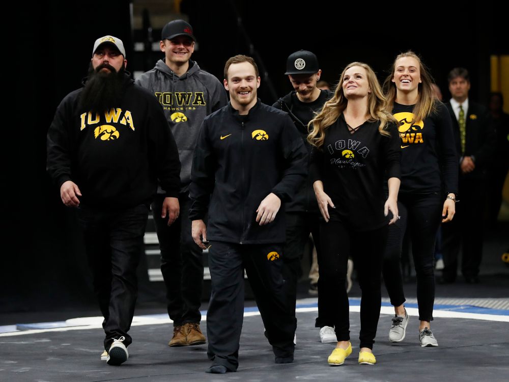 Iowa's Dylan Ellsworth and his family during senior day activities 
