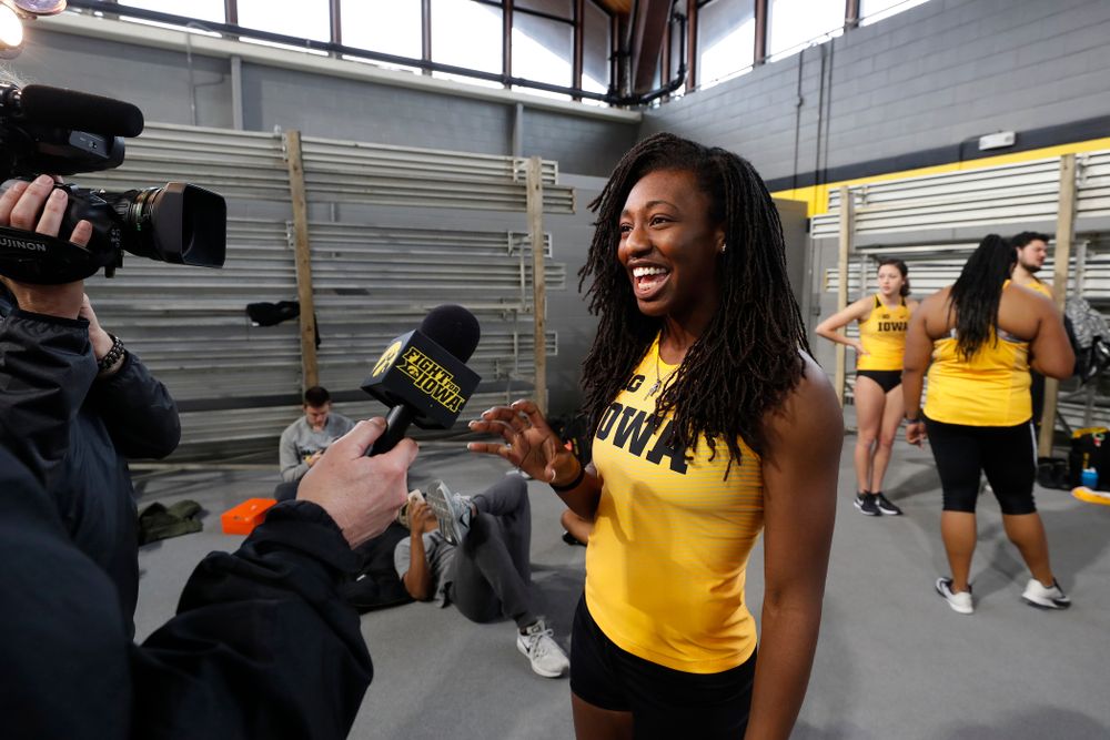 Jahisha Thomas during the team's media day Wednesday, January 10, 2018 at the indoor track in the Recreation Building. (Brian Ray/hawkeyesports.com)