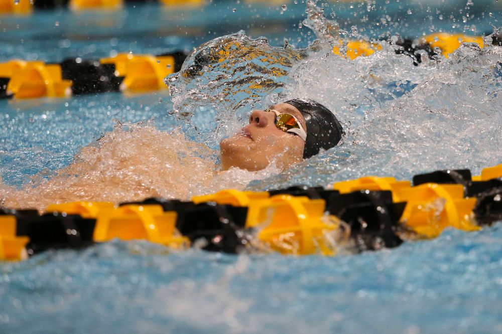 Iowa's Kenneth Meade at the 200-yard backstroke race  Saturday, March 2, 2019 at the Campus Recreation and Wellness Center. (Lily Smith/hawkeyesports.com)