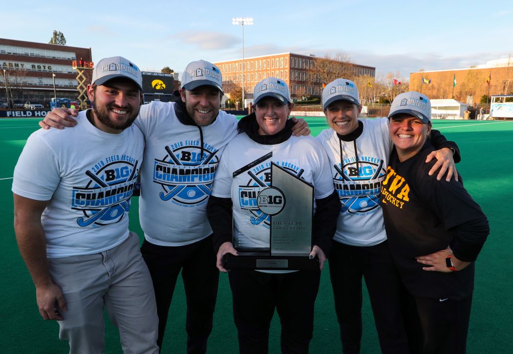 The Iowa Field Hockey coaches and staff following their game against Penn State in the 2019 Big Ten Field Hockey Tournament Championship Game Sunday, November 10, 2019 in State College. (Brian Ray/hawkeyesports.com)