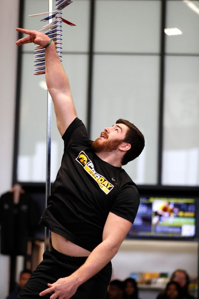 Iowa Hawkeyes linebacker Josey Jewell (43) during the team's annual pro day Monday, March 26, 2018 at the Hansen Football Performance Center. (Brian Ray/hawkeyesports.com)