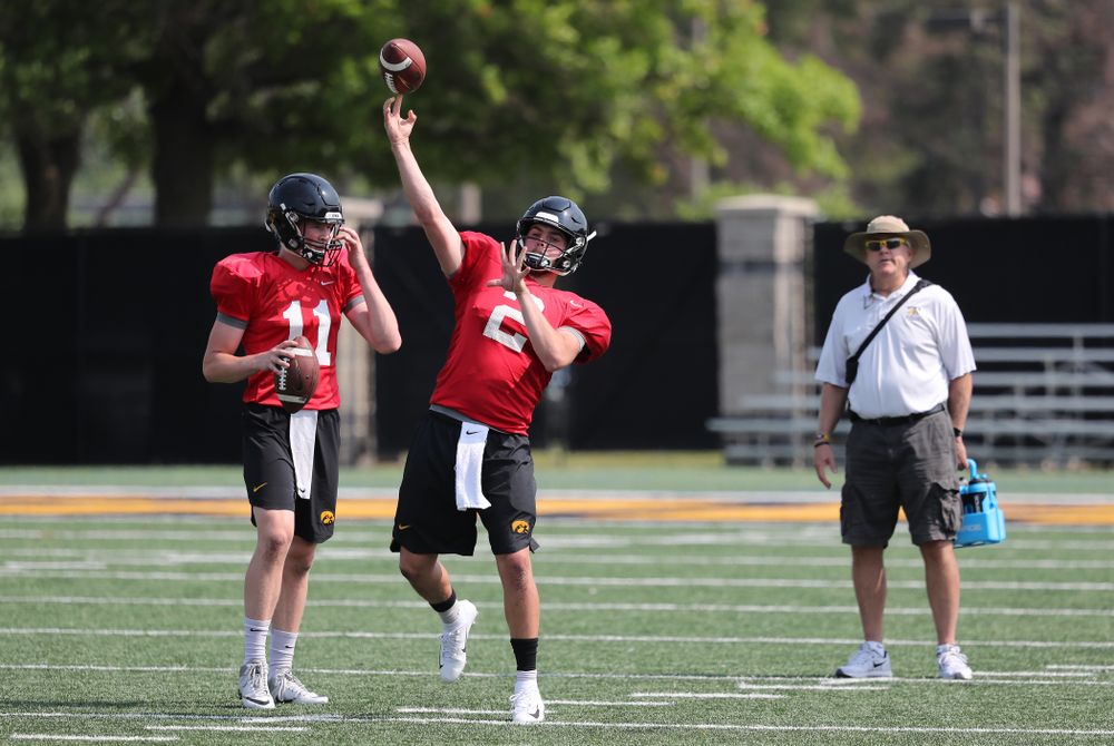 Iowa Hawkeyes quarterback Peyton Mansell (2) during the third practice of fall camp Sunday, August 5, 2018 at the Kenyon Football Practice Facility. (Brian Ray/hawkeyesports.com)