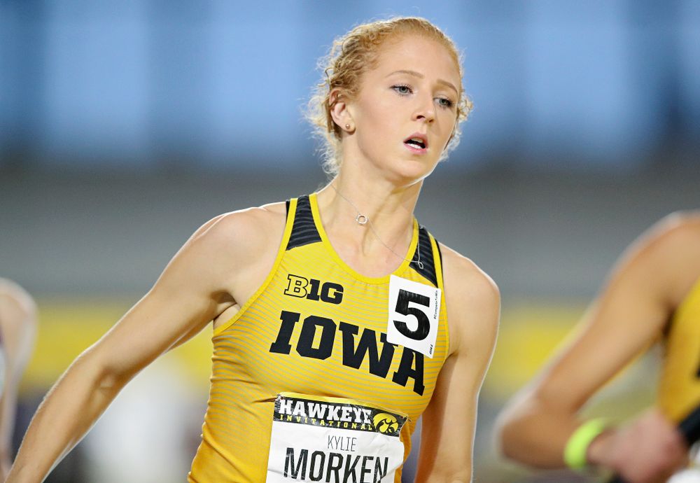 Iowa’s Kylie Morken runs the women’s 1600 meter relay event during the Hawkeye Invitational at the Recreation Building in Iowa City on Saturday, January 11, 2020. (Stephen Mally/hawkeyesports.com)