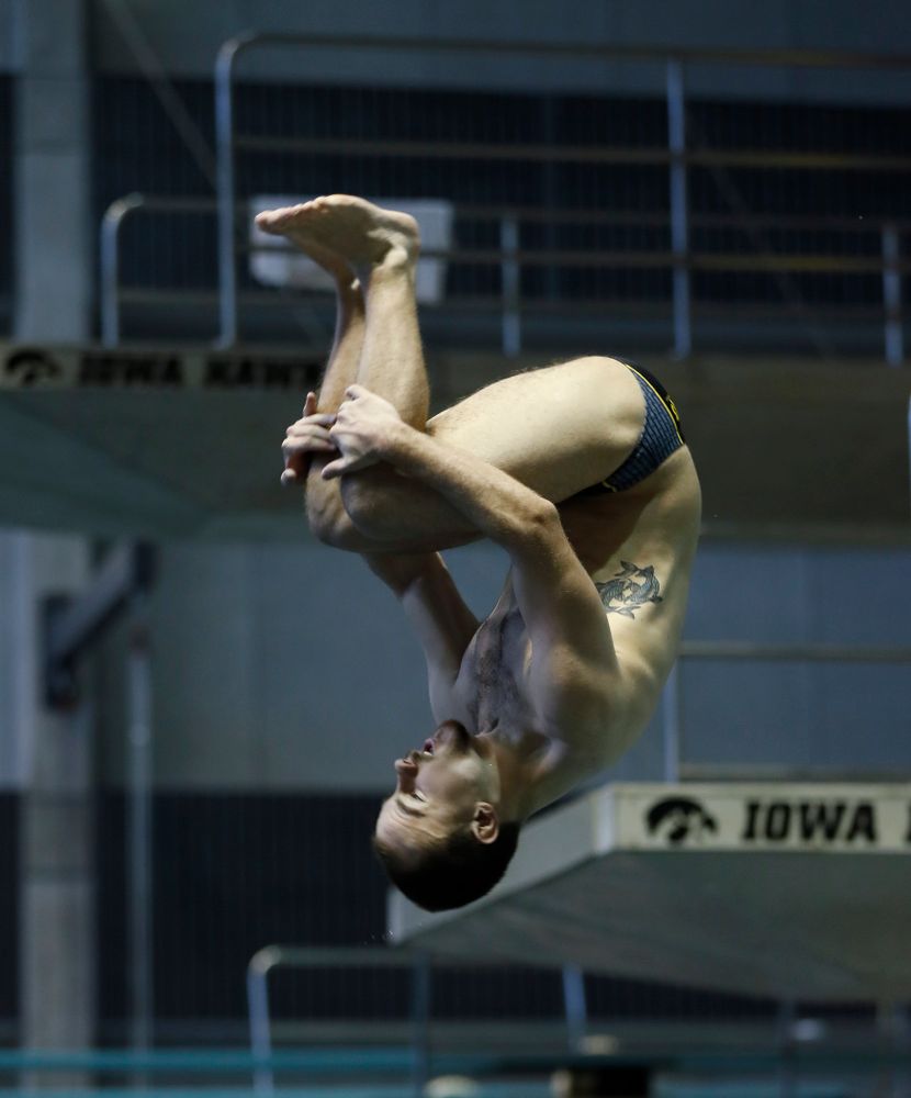  Saturday, January 13, 2018 (Brian Ray/hawkeyesports.com)Iowa's Anton Hoherz competes on the one meter springboard 
