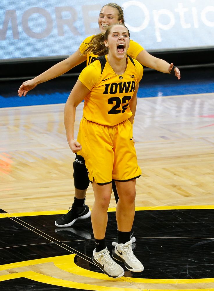 Iowa Hawkeyes guard Kathleen Doyle (22) reacts on her way to the bench during a game against the Ohio State Buckeyes at Carver-Hawkeye Arena on January 25, 2018. (Tork Mason/hawkeyesports.com)