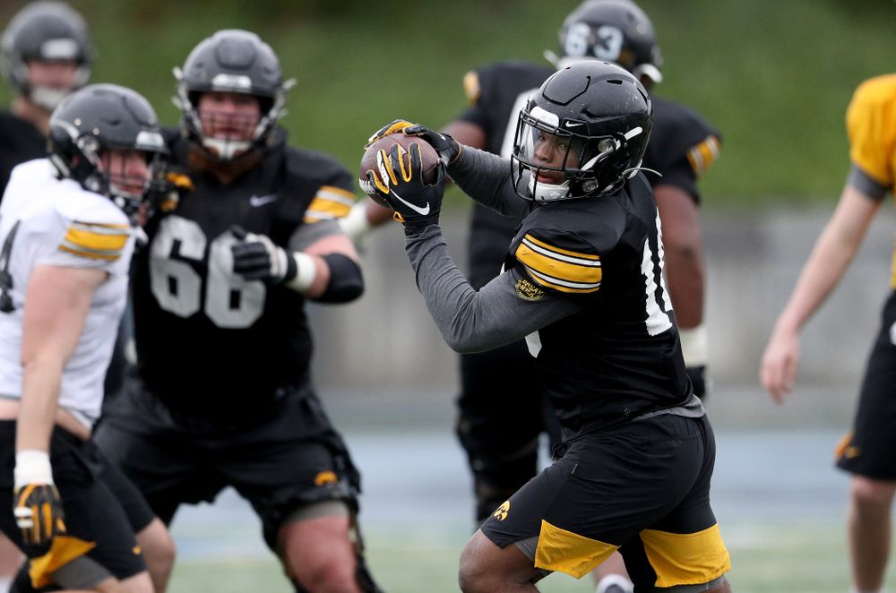Iowa Hawkeyes running back Mekhi Sargent (10) during practice Monday, December 23, 2019 at Mesa College in San Diego. (Brian Ray/hawkeyesports.com)