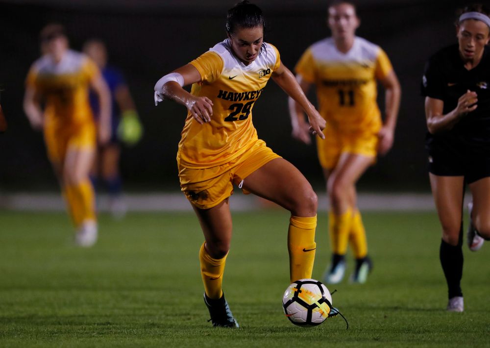 Iowa Hawkeyes Kaleigh Haus (4) against the Missouri Tigers Friday, August 17, 2018 at the Iowa Soccer Complex. (Brian Ray/hawkeyesports.com)