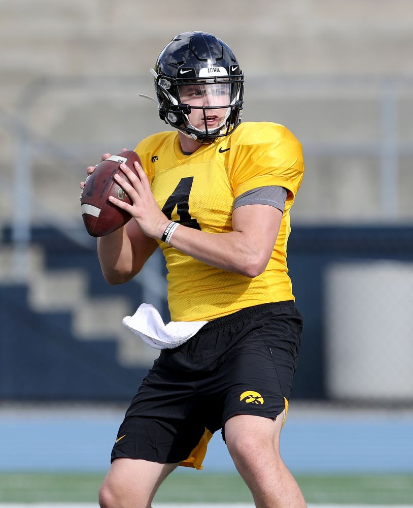 Iowa Hawkeyes quarterback Nate Stanley (4) during Holiday Bowl Practice No. 3  Tuesday, December 24, 2019 at San Diego Mesa College. (Brian Ray/hawkeyesports.com)