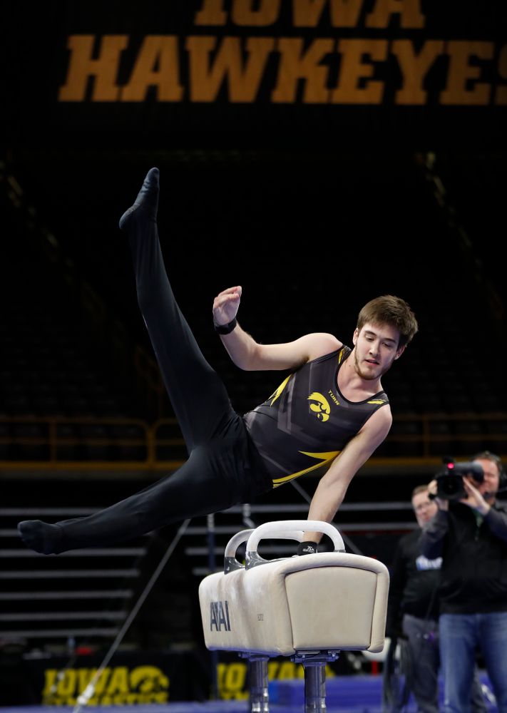 Iowa's Kevin Johnson competes on the pommel horse 