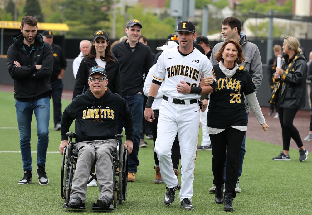 Iowa Hawkeyes Chris Whelan (28) during senior day festivities before their game against Michigan State Sunday, May 12, 2019 at Duane Banks Field. (Brian Ray/hawkeyesports.com)