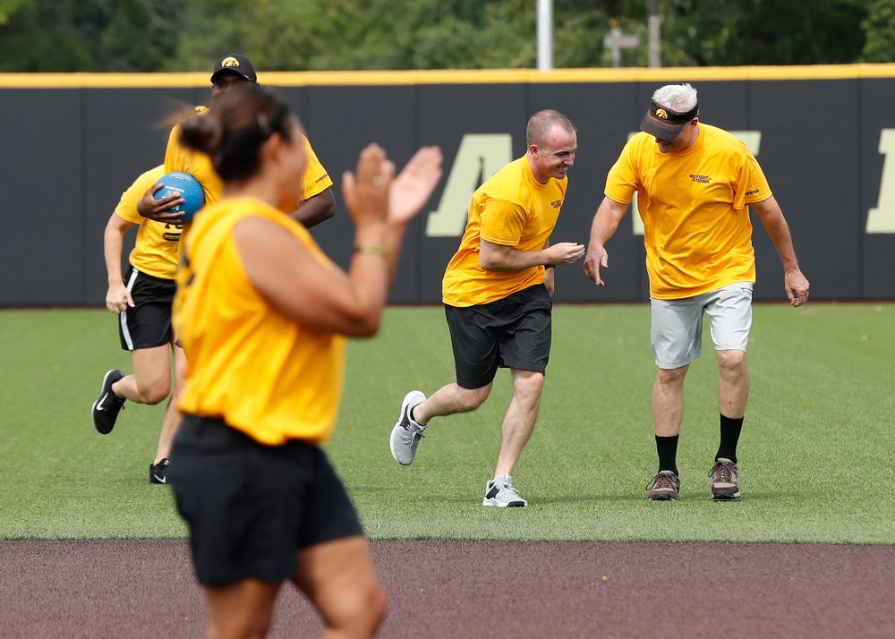 Strength and Conditioning coach Landon Evans during the Iowa Student Athlete Kickoff Kickball game  Sunday, August 19, 2018 at Duane Banks Field. (Brian Ray/hawkeyesports.com)