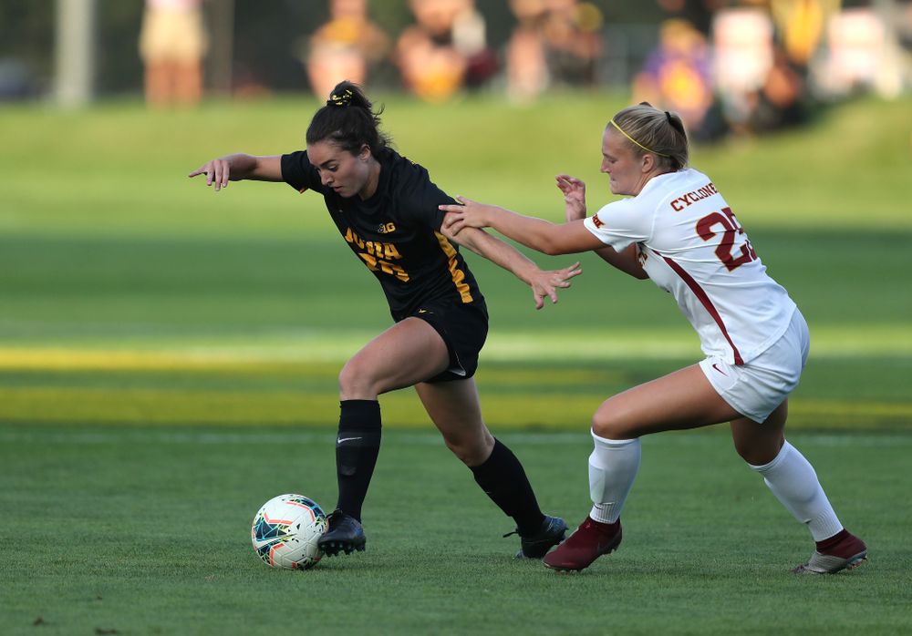 Iowa Hawkeyes forward Devin Burns (30) during a 2-1 victory over the Iowa State Cyclones Thursday, August 29, 2019 in the Iowa Corn Cy-Hawk series at the Iowa Soccer Complex. (Brian Ray/hawkeyesports.com)