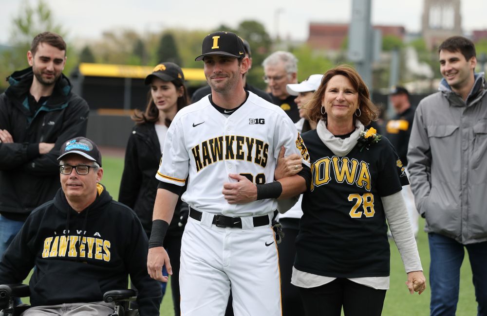 Iowa Hawkeyes Chris Whelan (28) during senior day festivities before their game against Michigan State Sunday, May 12, 2019 at Duane Banks Field. (Brian Ray/hawkeyesports.com)