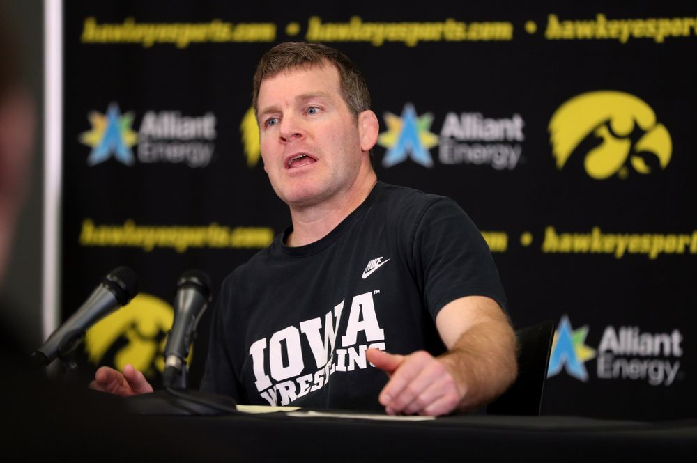 Iowa Hawkeyes head coach Tom Brands addresses the media during the team's annual media day Monday, November 5, 2018 at Carver-Hawkeye Arena. (Brian Ray/hawkeyesports.com)