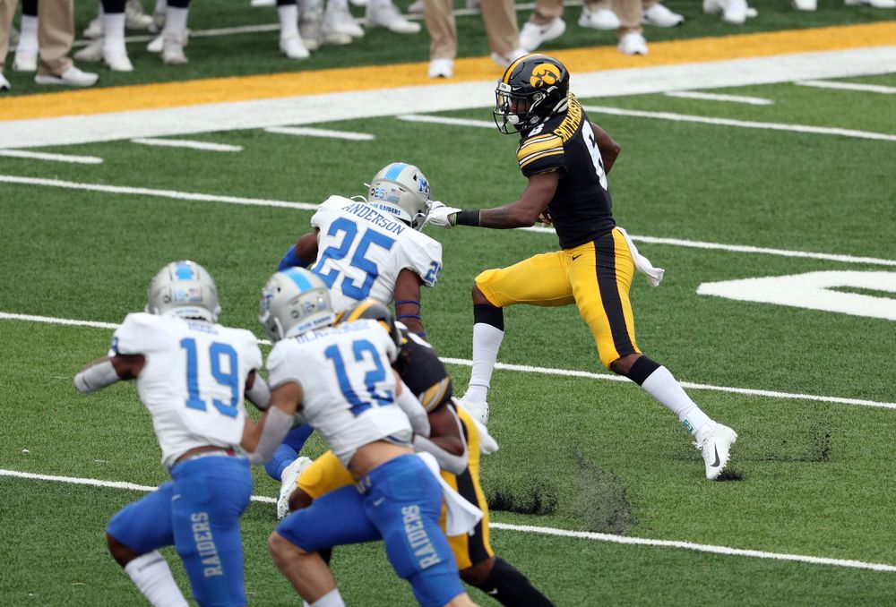 Iowa Hawkeyes wide receiver Ihmir Smith-Marsette (6) against Middle Tennessee State Saturday, September 28, 2019 at Kinnick Stadium. (Brian Ray/hawkeyesports.com)