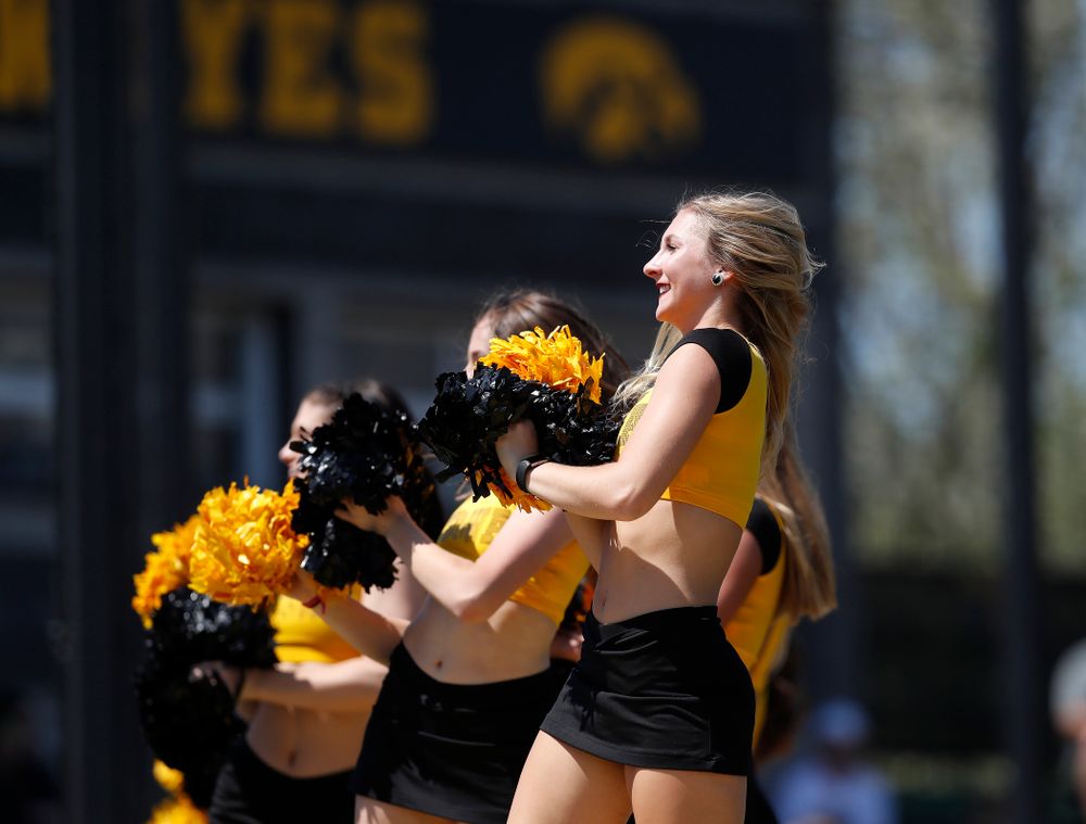 The Iowa Dance Team performs against the Oklahoma State Cowboys Sunday, May 6, 2018 at Duane Banks Field. (Brian Ray/hawkeyesports.com)