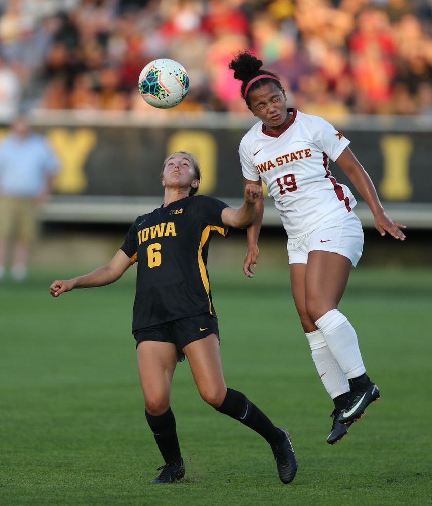Iowa Hawkeyes midfielder Isabella Blackman (6) during a 2-1 victory over the Iowa State Cyclones Thursday, August 29, 2019 in the Iowa Corn Cy-Hawk series at the Iowa Soccer Complex. (Brian Ray/hawkeyesports.com)