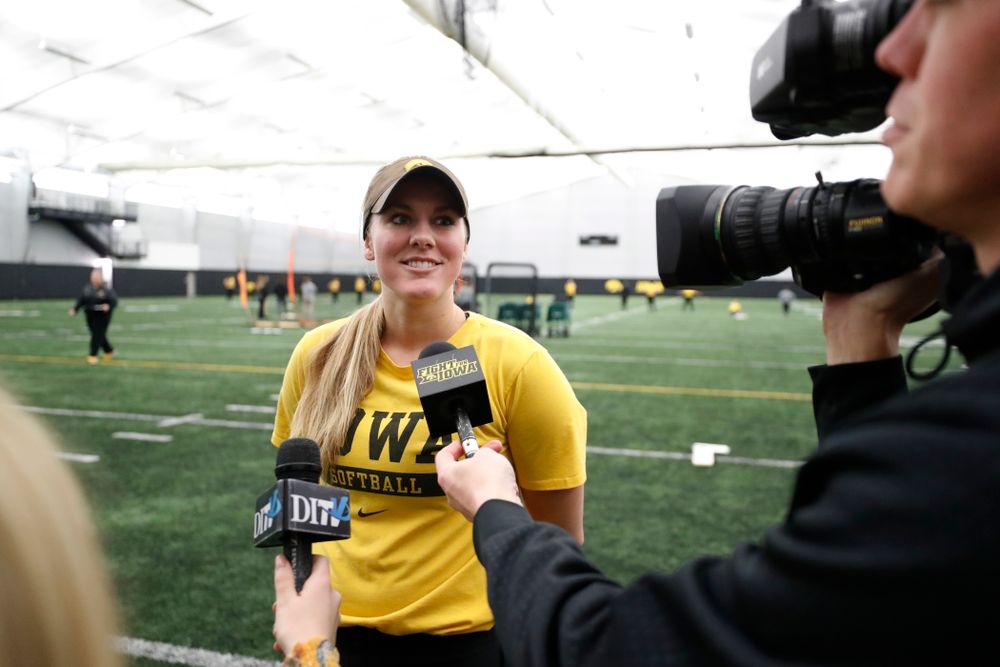Iowa's Allie Wood answers questions during the team's annual media day Tuesday, January 30, 2018 at the Hawkeye Tennis and Recreation Complex. (Brian Ray/hawkeyesports.com)