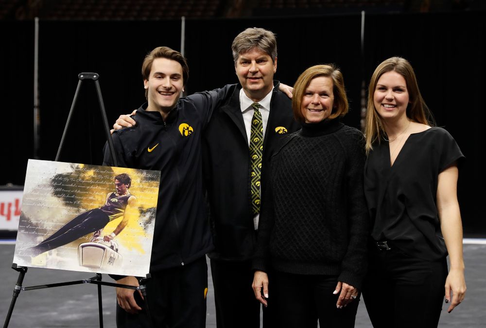 Iowa's Elijah Parsells and his family during senior day activities 