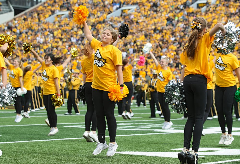 Spirit Squad Day performers on the field during halftime of their game at Kinnick Stadium in Iowa City on Saturday, Sep 28, 2019. (Stephen Mally/hawkeyesports.com)