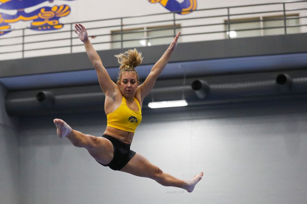 Alex Greenwald performs on the beam during the Iowa women’s gymnastics Black and Gold Intraquad Meet on Saturday, December 7, 2019 at the UI Field House. (Lily Smith/hawkeyesports.com)