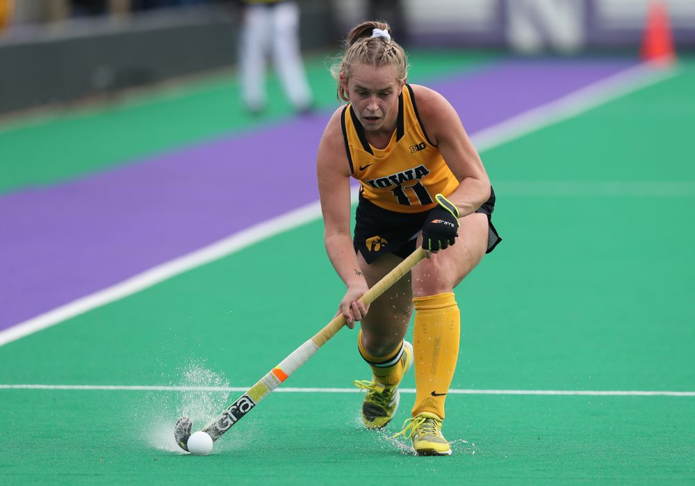 Iowa Hawkeyes Katie Birch (11) against the Michigan Wolverines in the semi-finals of the Big Ten Tournament Friday, November 2, 2018 at Lakeside Field on the campus of Northwestern University in Evanston, Ill. (Brian Ray/hawkeyesports.com)