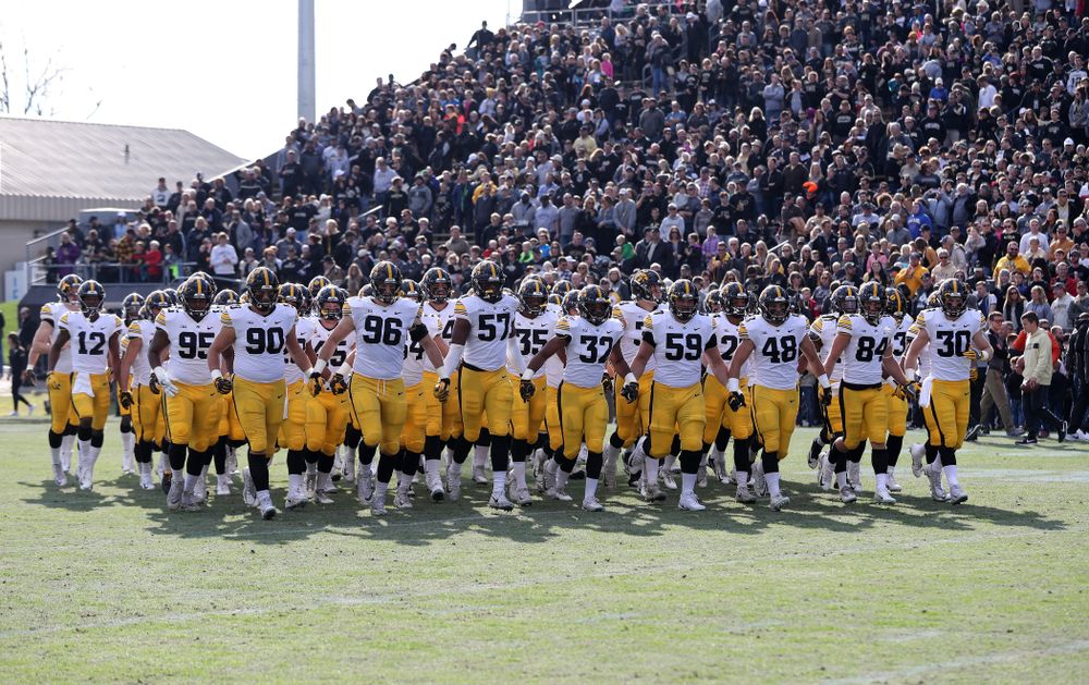 The Iowa Hawkeyes swam onto the field for their game against the Purdue Boilermakers Saturday, November 3, 2018 Ross Ade Stadium in West Lafayette, Ind. (Brian Ray/hawkeyesports.com)