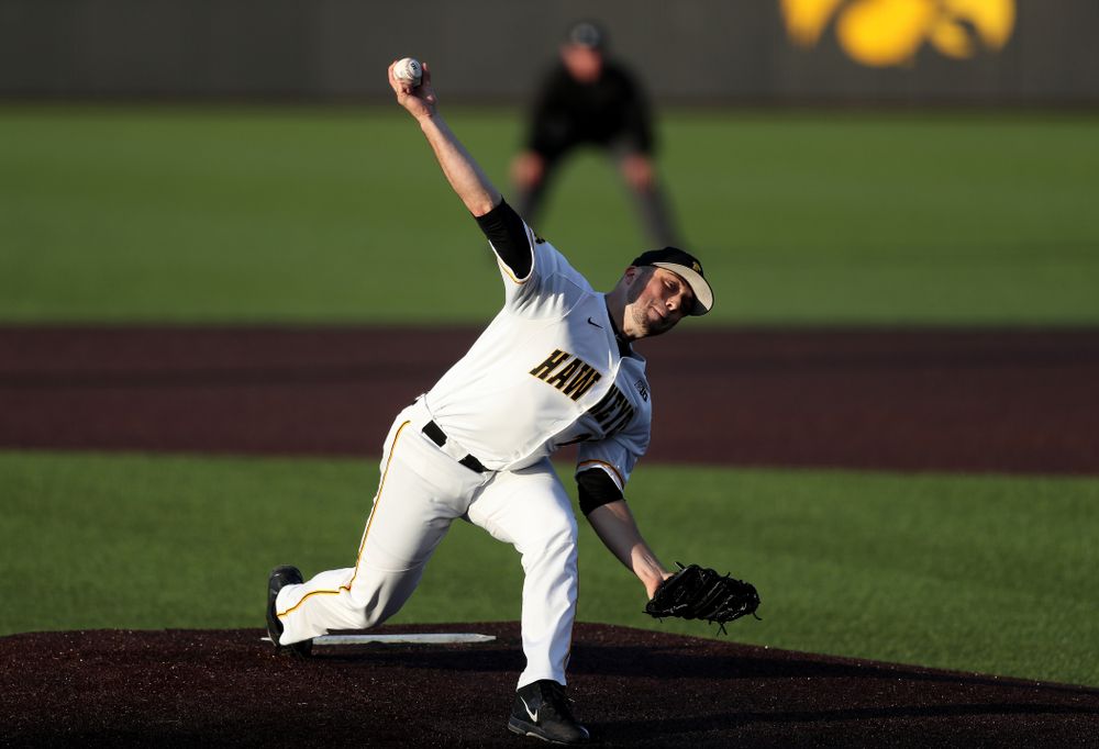 Iowa Hawkeyes Cole McDonald (11) against the Michigan State Spartans Friday, May 10, 2019 at Duane Banks Field. (Brian Ray/hawkeyesports.com)