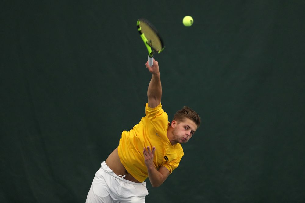 Oliver Okonkwo and Will Davies against Utah Sunday, February 10, 2019 at the Hawkeye Tennis and Recreation Complex. (Brian Ray/hawkeyesports.com)