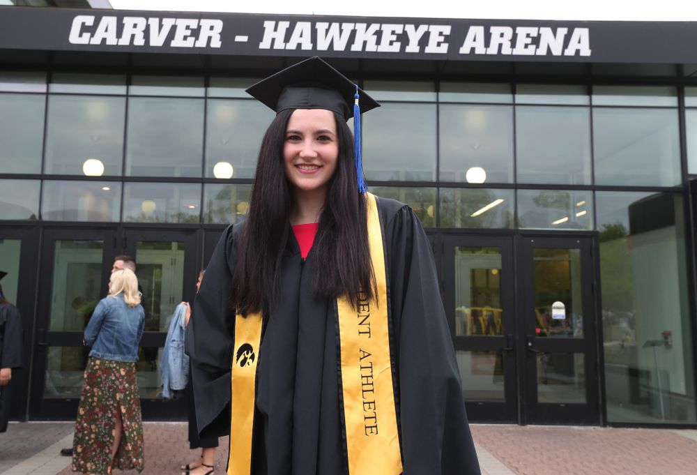 Iowa WomenÕs BasketballÕs Megan Gustafson during the Tippie College of Business spring commencement Saturday, May 11, 2019 at Carver-Hawkeye Arena. (Brian Ray/hawkeyesports.com)