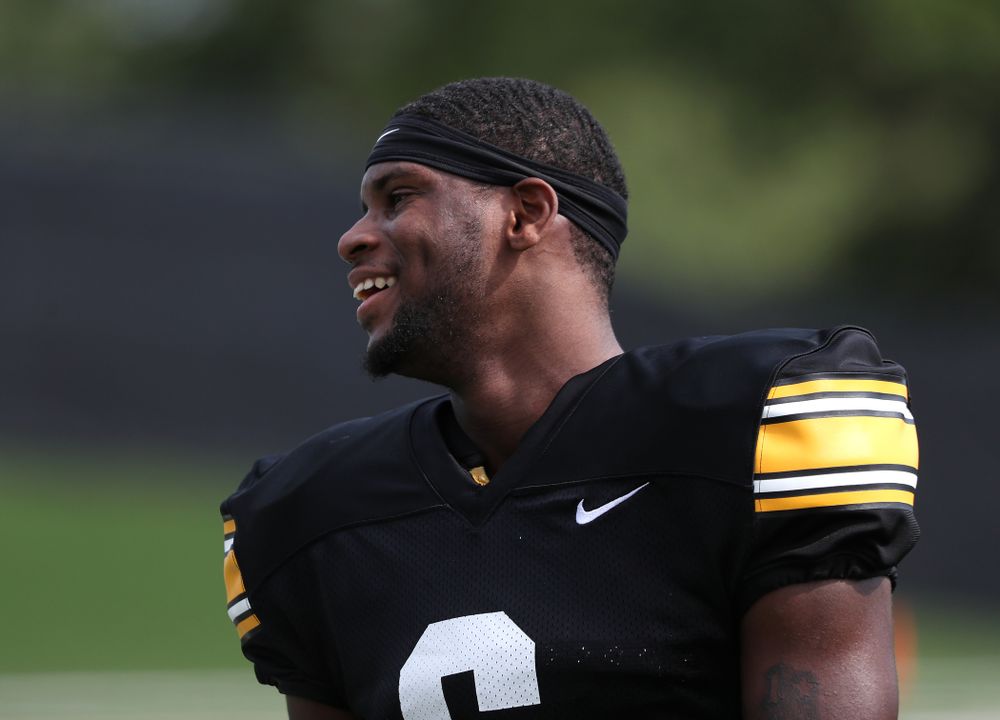 Iowa Hawkeyes wide receiver Ihmir Smith-Marsette (6) during Fall Camp Practice No. 4 Monday, August 5, 2019 at the Ronald D. and Margaret L. Kenyon Football Practice Facility. (Brian Ray/hawkeyesports.com)