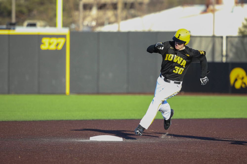 Iowa outfielder Connor McCaffery at the game vs. Bradley on Tuesday, March 26, 2019 at (place). (Lily Smith/hawkeyesports.com)