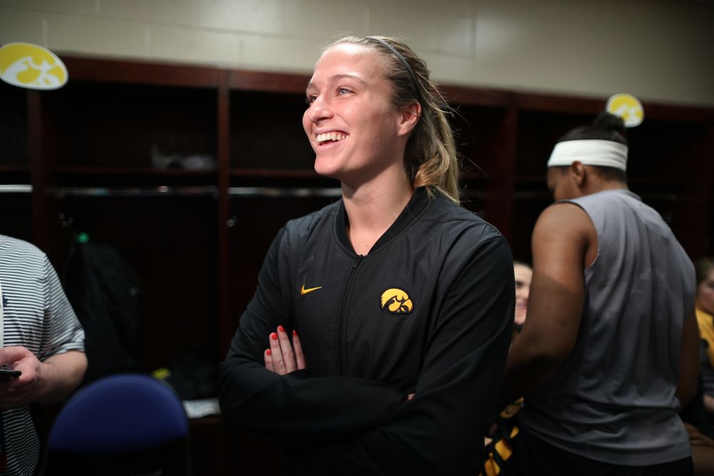 Iowa Hawkeyes guard Makenzie Meyer (3) during practice and media before the regional final of the 2019 NCAA Women's College Basketball Tournament against the Baylor Bears Sunday, March 31, 2019 at Greensboro Coliseum in Greensboro, NC.(Brian Ray/hawkeyesports.com)