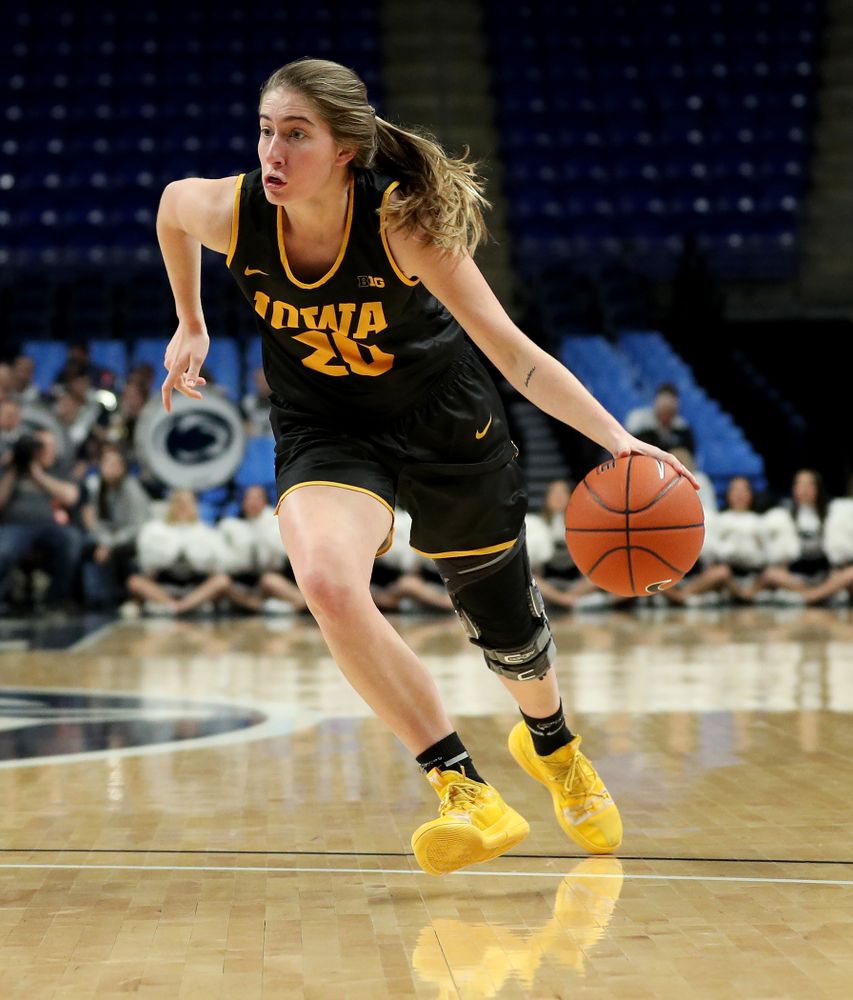 Iowa Hawkeyes guard Kate Martin (20) against the Penn State Nittany Lions Thursday, January 30, 2020 at the Bryce Jordan Center. (Brian Ray/hawkeyesports.com)