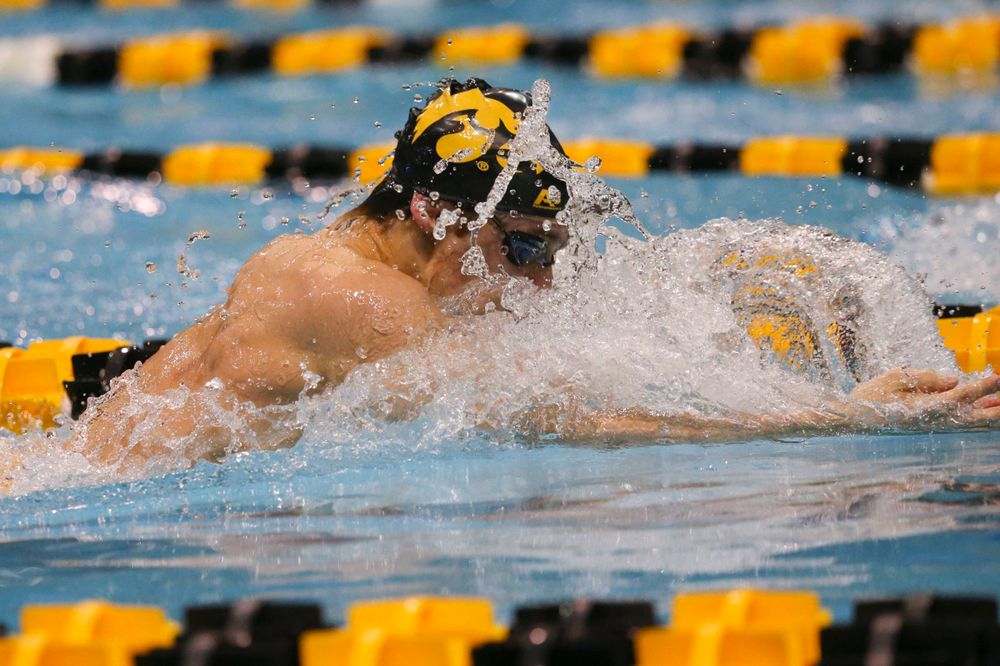 Iowa's Daniel Swanepoel at the 200-yard breaststroke race Saturday, March 2, 2019 at the Campus Recreation and Wellness Center. (Lily Smith/hawkeyesports.com)