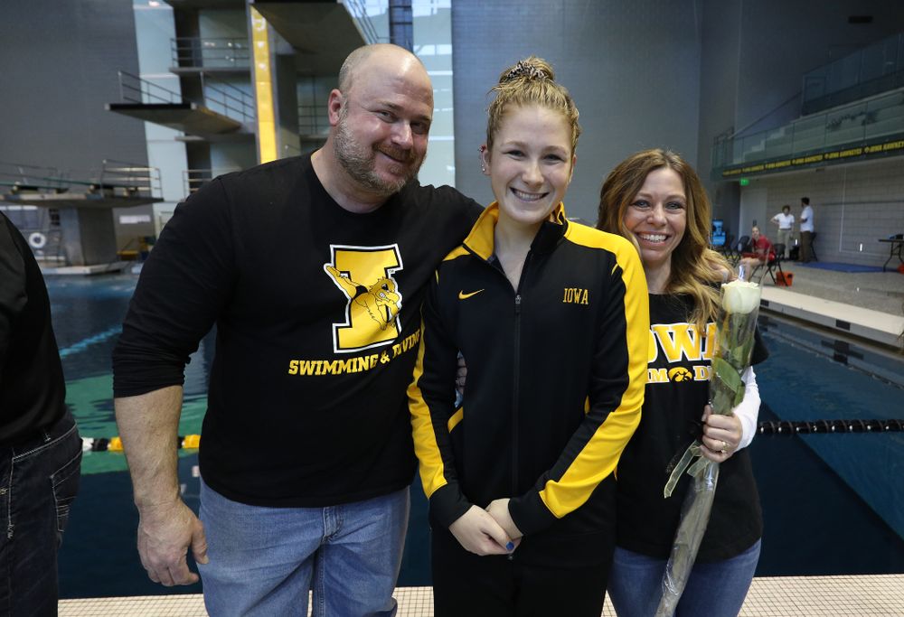 Abbey Schneider is introduced during senior day before a double dual against Wisconsin and Northwestern Saturday, January 19, 2019 at the Campus Recreation and Wellness Center. (Brian Ray/hawkeyesports.com)