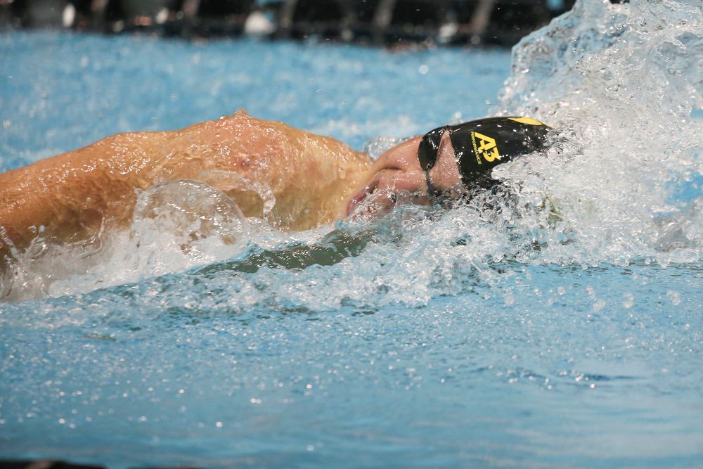 Iowa’s Mateusz Arndt swims the 200-yard freestyle during the Iowa swimming and diving meet vs Notre Dame and Illinois on Saturday, January 11, 2020 at the Campus Recreation and Wellness Center. (Lily Smith/hawkeyesports.com)