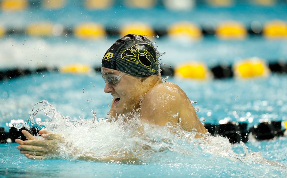 Iowa's Daniel Swanepoel swims the 100 yard breaststroke 