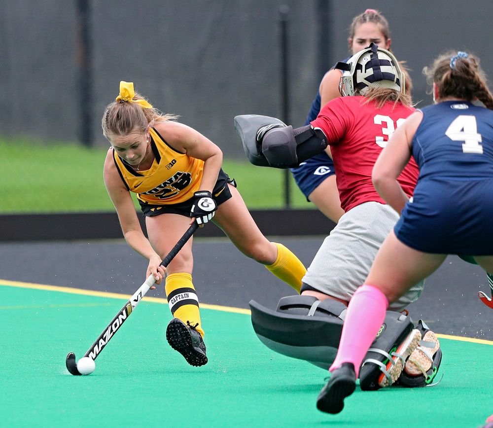 Iowa’s Maddy Murphy (26) lines up a shot during the second quarter of their game against UC Davis at Grant Field in Iowa City on Sunday, Oct 6, 2019. (Stephen Mally/hawkeyesports.com)