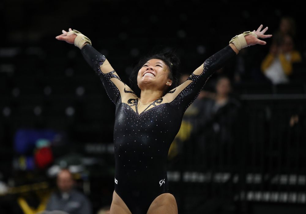 Iowa's Misty-Jade Carlson competes on the vault during their meet against Southeast Missouri State Friday, January 11, 2019 at Carver-Hawkeye Arena. (Brian Ray/hawkeyesports.com)