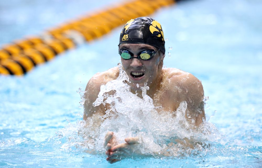 Iowa's Caleb Babb swims in the preliminaries of the 50-yard freestyle during the 2019 Big Ten Swimming and Diving Championships Thursday, February 28, 2019 at the Campus Wellness and Recreation Center. (Brian Ray/hawkeyesports.com)