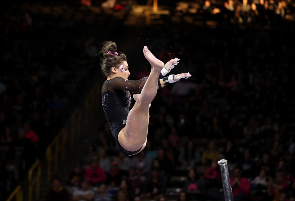 Iowa's Jax Kranitz competes on the beam against the Minnesota Golden Gophers Saturday, January 19, 2019 at Carver-Hawkeye Arena. (Brian Ray/hawkeyesports.com)