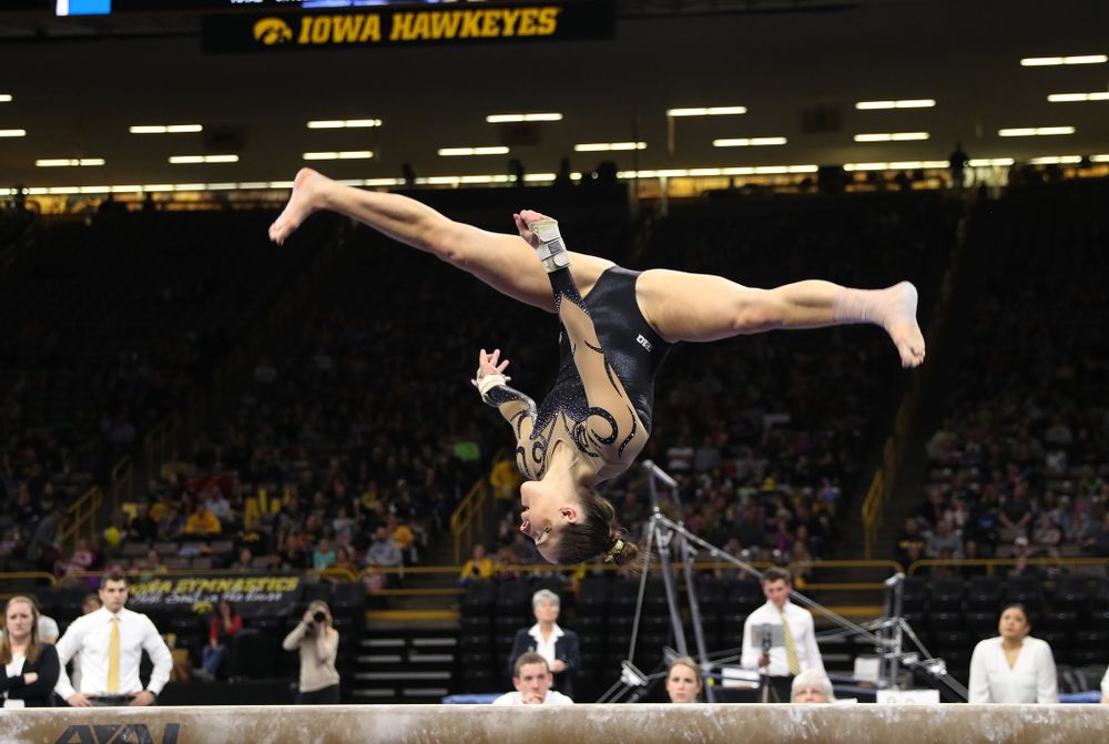 Iowa's Allie Gilchrist competes on the beam during their meet against Southeast Missouri State Friday, January 11, 2019 at Carver-Hawkeye Arena. (Brian Ray/hawkeyesports.com)