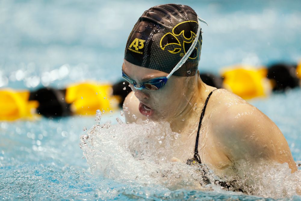 Iowa's Lexi Horner swims the 100 yard breaststroke 